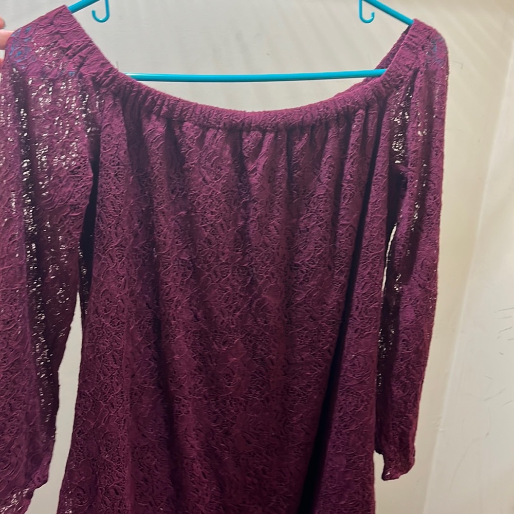 Maroon dress with lace sleeve
